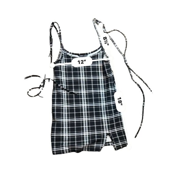 Sleeveless Black and White Plaid Tunic Top Size Small Pretty Preppy Office Siren - Picture 5 of 5